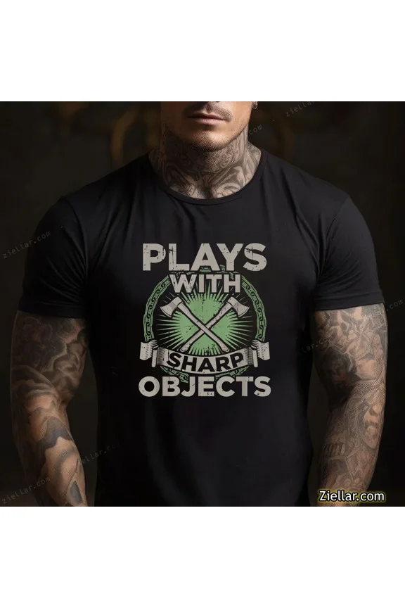 Funny Axe Throwing Sharp Object Design Gift For Lumberjack And Sport Unisex T-Shirt up to size 5XL