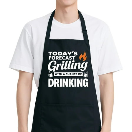 Funny BBQ Apron for Men with 2 Pockets, Adjustable Water-drop Resistant Apron for Grill Cooking, Chef Gift for Men