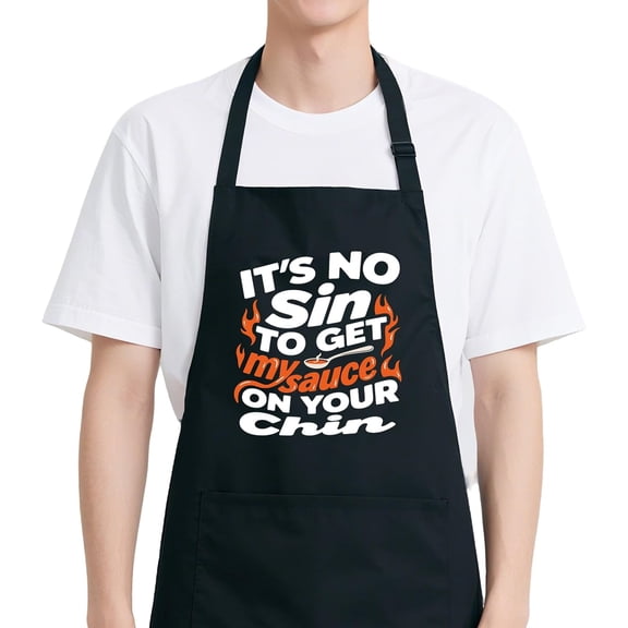 Funny BBQ Apron for Men with 2 Pockets, Adjustable Water-drop Resistant Apron for Grill Cooking, Chef Gift for Men