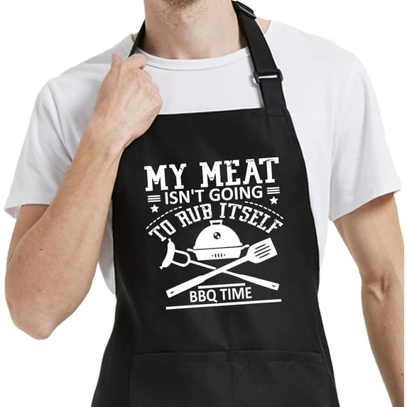 Funny BBQ Apron for Men with Pockets, Cooking Aprons for kitchen, Grilling Gifts for Dad Mom Birthday Christmas