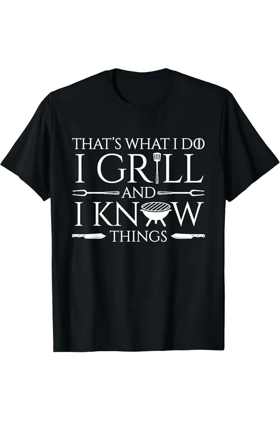 Funny BBQ Grill Master Quote Men Short Sleeve Summer Graphic T-Shirt