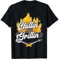 thumbnail image 1 of Funny BBQ Grillmaster Chillin and Grillin Summer Graphic T-Shirt for Men, 1 of 6