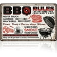thumbnail image 1 of Funny BBQ Rules Tin Sign Retro Metal Wall Decor 8" x 12" Vintage Barbecue Wall Art Poster for RV Home Cafes Outdoor Garden Grill Restaurant Kitchen Yard Man Cave Decor Gift, 1 of 1