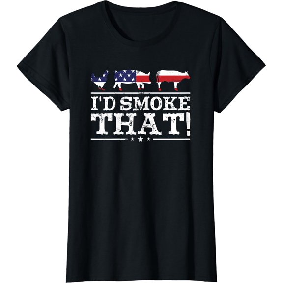 Funny BBQ Shirt I'd Smoke That Meat Pitmaster Grill Gift T-Shirt