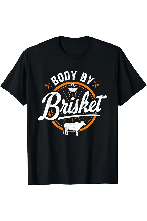 Funny BBQ Smoker Brisket Grill Master Gift for Men Casual Graphic T-Shirt