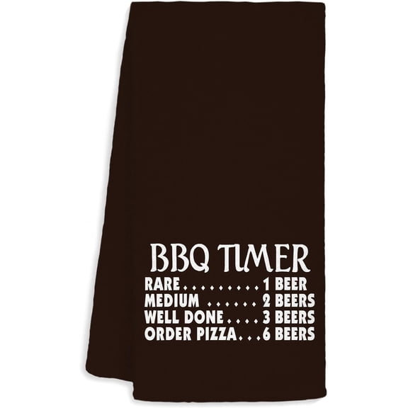 Funny BBQ Timer Cookout Hand Dish Towels for Kitchen - BBQ Decor, Black Kitchen Decor, Grilling Towel Accessories, 16×24 Inch,Cooking Gifts for Grill Lover