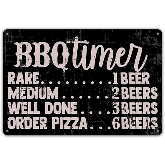 Funny BBQ Timer Quote Metal Tin Sign Wall Decor Retro BBQ Signs with Sayings for Home Kitchen Restaurant Caf Decor Gifts