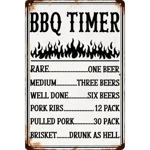Funny BBQ Timer Vintage Metal Tin Signs Barbecue Wall Decor for Home Garden Restaurant Bar Pub Garage Cafe Kitchen Farmhouse Gifts Decoration 812 inch