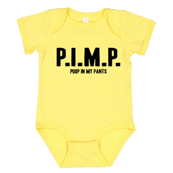 Funny Baby Bodysuit P.I.M.P. Poop In My Pants Graphic Baby Onesie for Infants