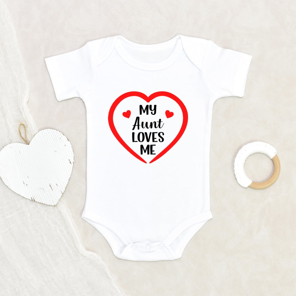 Funny Baby Clothes Heart Aunt Loves Baby Clothes Auntie Baby
