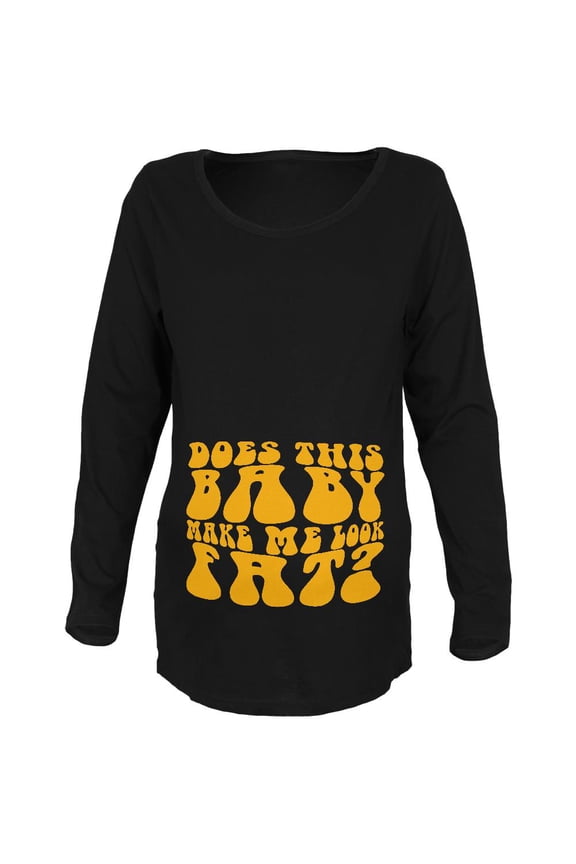 Funny Baby Fat Maternity Soft Long Sleeve T Shirt Black X-LG