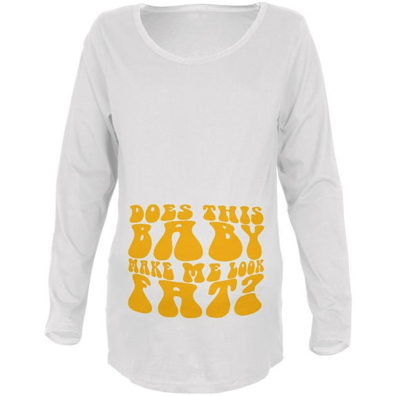 Funny Baby Fat Maternity Soft Long Sleeve T Shirt White SM