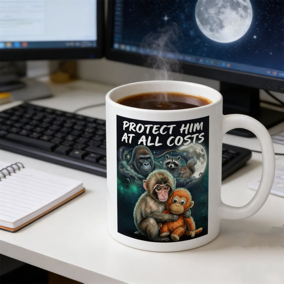 Funny Baby Monkey Coffee Mug 11oz Ceramic Animal Lover Cup Cute Monkey Novelty Mug, Microwave Dishwasher Safe Gift for Friends Family