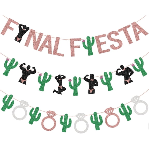 Funny Bachelorette Party Decorations Final Fiesta Banner Rose Gold Glitter Bridal Shower Party Mexican Fiesta Theme Party Cinco de Mayo Decorations Supplies