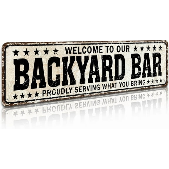 Funny Backyard Signs and Decor Outdoor Pool Decor, Outdoor Bar Signs Beer Sign Poop Deck Decor, Welcome to Our Backyard Bar Sign 4" by 16"