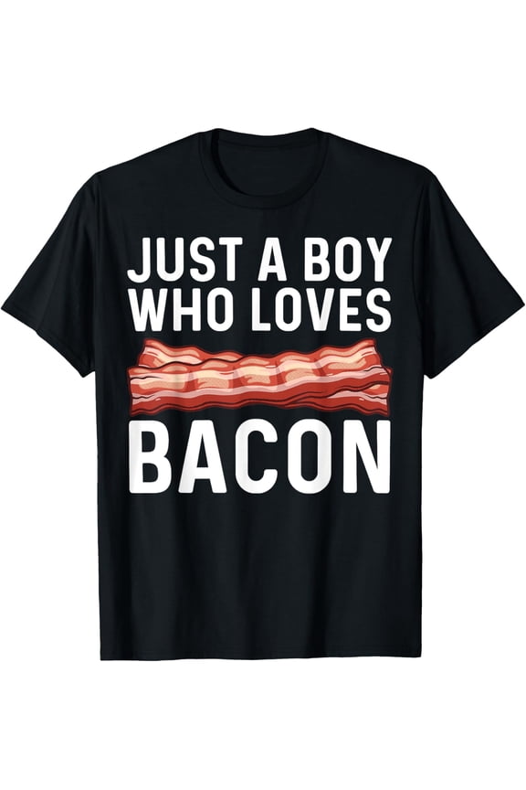 Funny Bacon Gift For Bacon Lovers Boys Kids Meat Foodie Pun T-ShirtMen and women can wear, black T-shirts, gifts. Age: M,L,XL 2XL, 3XL, 493XL