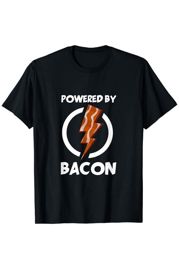 Funny Bacon Lightning Bolt Graphic Unisex Food Lover Short Sleeve T-Shirt