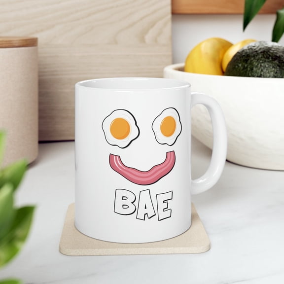 Bacon and Eggs 11 oz Coffee Mug - Funny Bae Gift White Ceramic