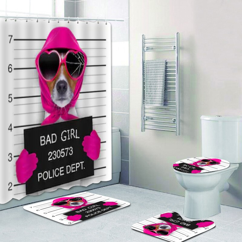 Funny Bad Girl Dog Bathroom Shower Curtains for Bathtub Jack Russell