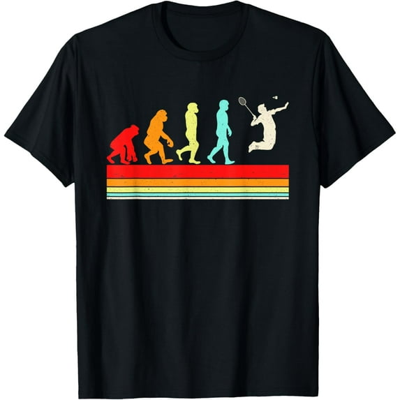 Funny Badminton Evolution Retro Vintage Design For Men Women T-Shirt