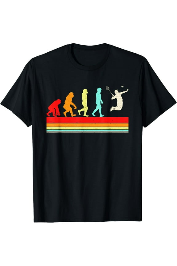 Funny Badminton Evolution Retro Vintage Design For Men Women T-Shirt