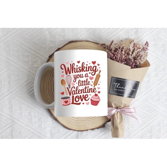 Funny Baker VaL1entine Mug, Whisking You a Little Love, Cute Baking Gift for Wife or Mom, Pastry Chef Coffee Cup