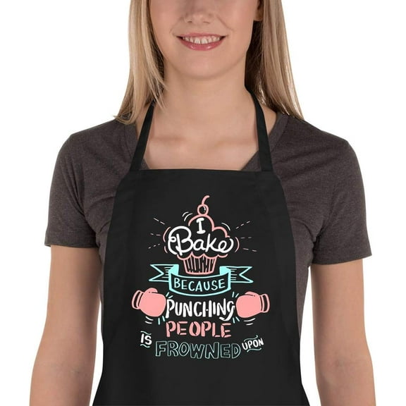 Funny Baking Aprons for Women Men, Cute Baking Gifts for Bakers, Kitchen Cooking Aprons with 2 Pockets, Birthday Thanksgiving Christmas Apron Gift for Wife Mom Sister Daughter Grandma