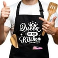 thumbnail image 1 of Funny Baking Aprons for Women, Queen of The Kitchen Black Chef Apron, Adjustable Kitchen Cooking Apron with Pockets, Valentine''s Day Gifts for Wife Baker, Mother''s Day Gifts for Mom Grandma, 1 of 6