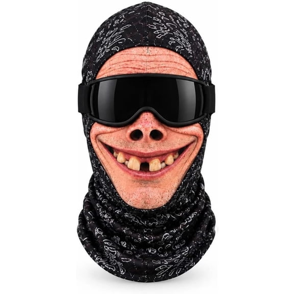Funny Balaclava Face Mask, 3D Funny Ski Face Mask Costume, Lightweight Breathable UV Sun Protection Full Head Cover for Skiing Cycling Motorcycle Fishing Hunting Halloween Sports, #B