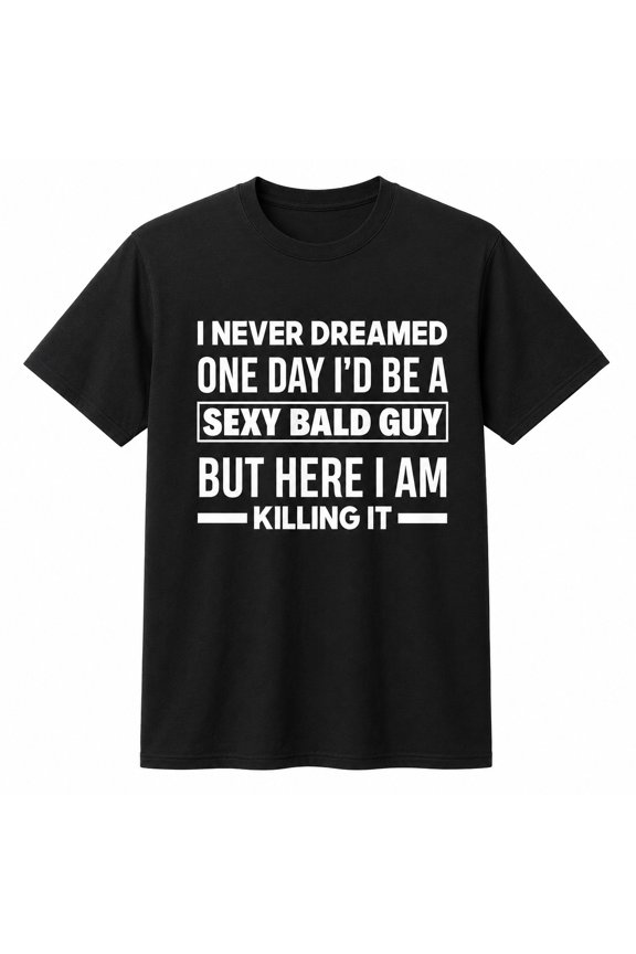 Funny Bald Guy Graphic T-Shirt, Unisex Classic Fit Crew Neck Humor Tee