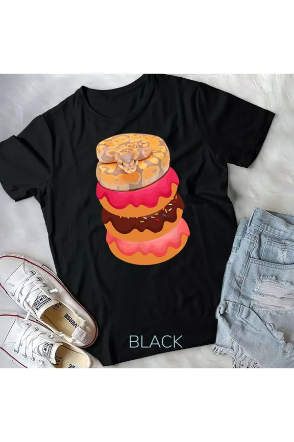 Funny Ball Python Who Loves Donuts, Unique Herpetologist Graphic Gift New Unisex T-Shirt