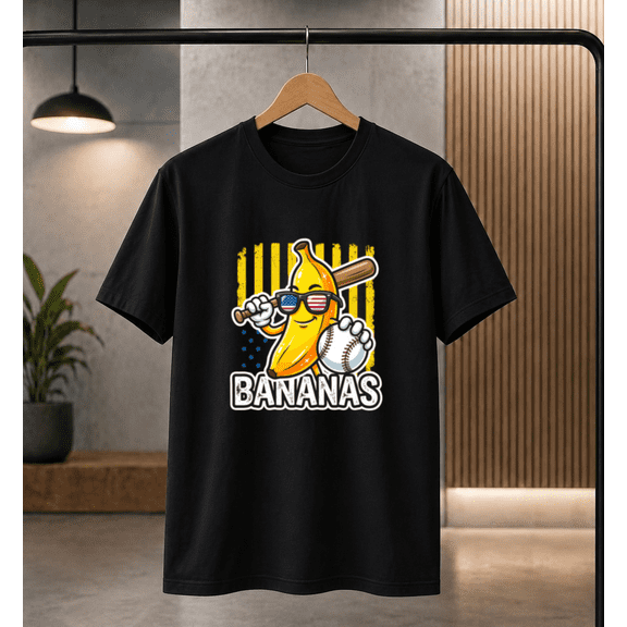 Funny Banana Baseball Player USA Patriotic T-Shirt, for men & women, S-5XL