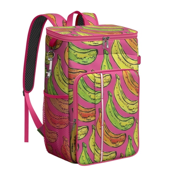 Funny Banana Pattern Cooler Backpack - Insulated 20L Lunch Backpack for Outdoor, Travel & Work, Keeps Food Cold/Hot 20 Hours, Kawaii Cartoon Design for Banana Lovers