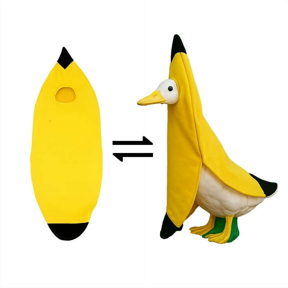 Funny Banana-Shape Porch Goose Outfit for 23" Lawn Statue, Fruit Shape Costume Clothes for Plastic Cement Duck Decoration, Yard Patio Party