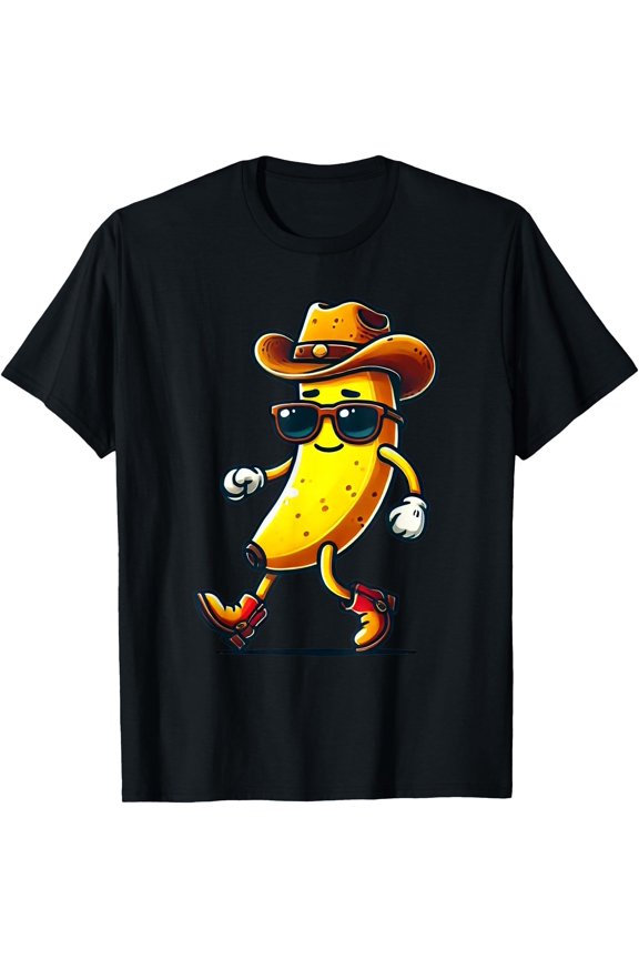 Funny Banana Wearing Cowboy Hat Sunglasses Boots Western T-Shirt, Unisex T-Shirt