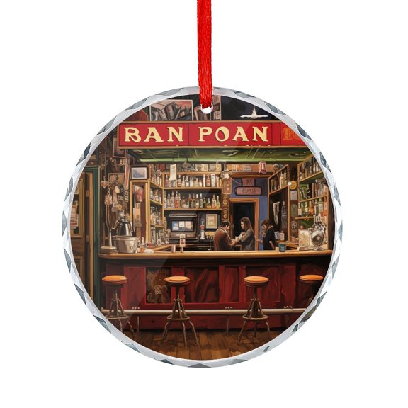 Funny Bar Open Crystal Glass Ornament Garage Decor Christmas Ornament Round Glass Holiday Ornaments Decoration for Home