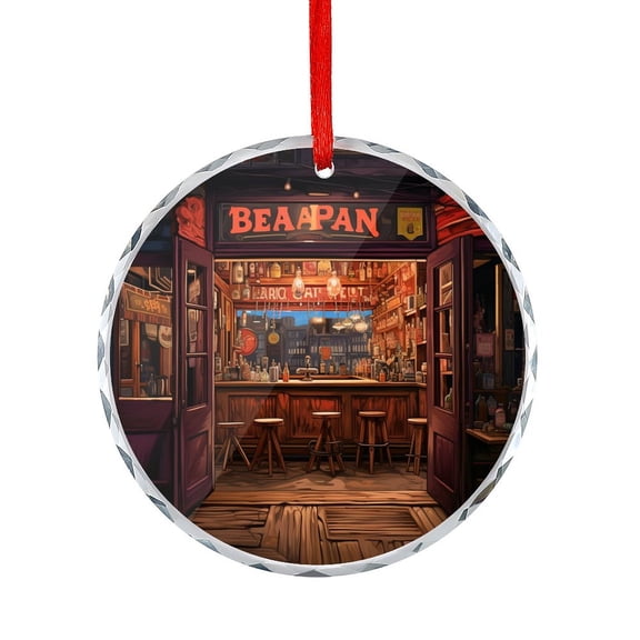 Funny Bar Open Glass Christmas Ornament Man Cave Coffee Christmas Decorative Hanging Ornaments Hanging Ornaments Xmas Tree Decor for Family Friends Lovers