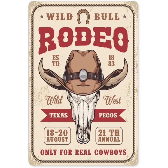 Funny Bar Sign or Man Cave Decor, Rodeo Cowboy Wild West Estd American 1881 Tradition, Man Cave Accessories Home Bar Basement Garage Mancave Vintage Style Wall Art Decor, 8 x 12 Inch (25537)