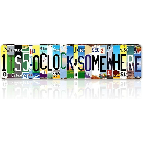 Funny Bar Signs for Home Bar Wall Man Cave Decor Vintage Metal Tin Signs for Bedroom Its 5 O'Clock Somewhere Sign Outdoor Bar Accessories for Patio Garage Decor for Men Room Bathroom Gifts 4x16 Inch