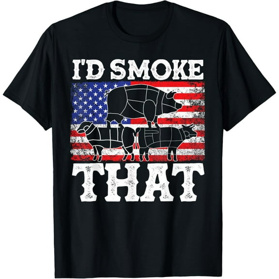 Funny Barbecue Id Smoke That Patriotic Grillmaster US BBQ T-Shirt
