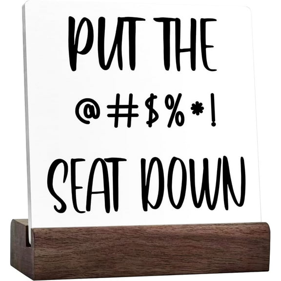 Funny Barthroom Signs,Put The Seat Down Ceramic Table Sign For Barthroom Shelf Toilet Tabletop Desk Decor,Humorous Barthroom Sign Decor