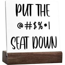 Funny Barthroom Signs,Put The Seat Down Ceramic Table Sign For Barthroom Shelf Toilet Tabletop Desk Decor,Humorous Barthroom Sign Decor