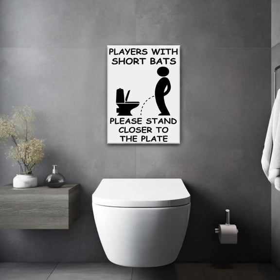 Funny Baseball Bathroom Sign Short Bats Stand Closer Metal Tin Wall Decor 8x12 Inch Man Cave Garage Home Bar Sports Humor Gift Independence Day Patriotic Style Wall Decoration