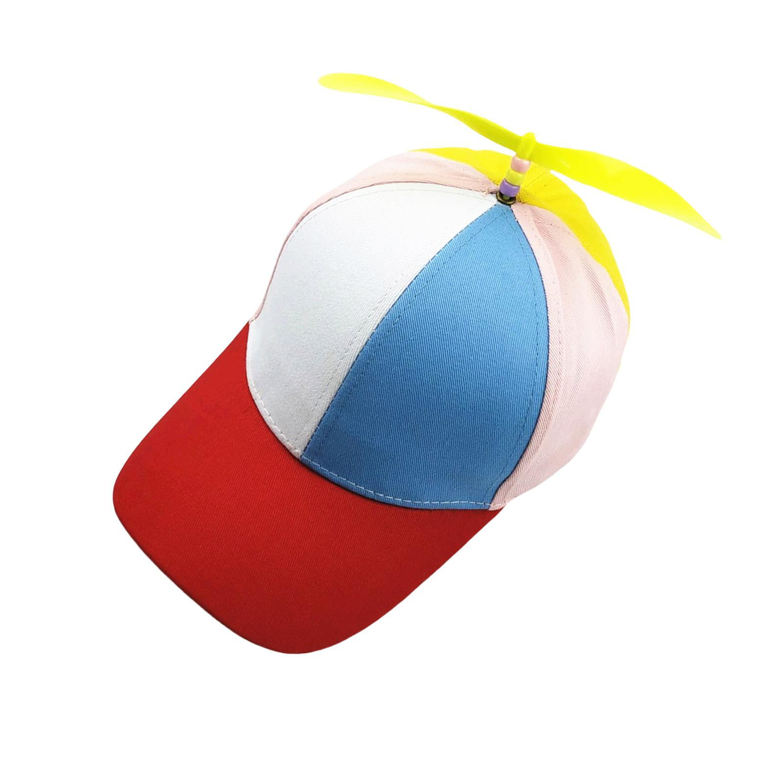 Funny Baseball Cap Multicolor Sun Hat Rainbow Top Hat Helicopter Caps for  Fancy Dress Toddlers Children Kids red brim 