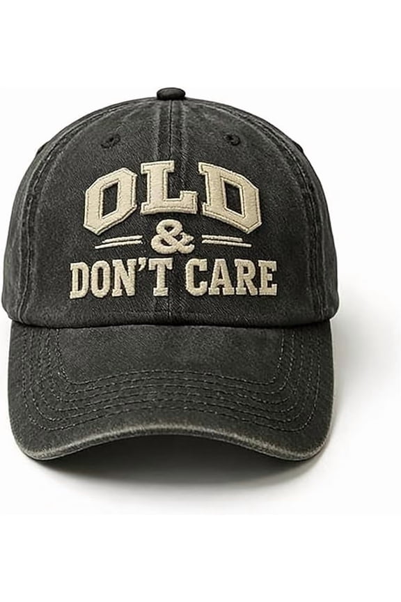Funny Baseball Cap for Men & Women, Vintage Distressed "Old & Don't Care" Embroidered Hat, Adjustable Cotton Trucker Hat for Dad, Retirement Gifts