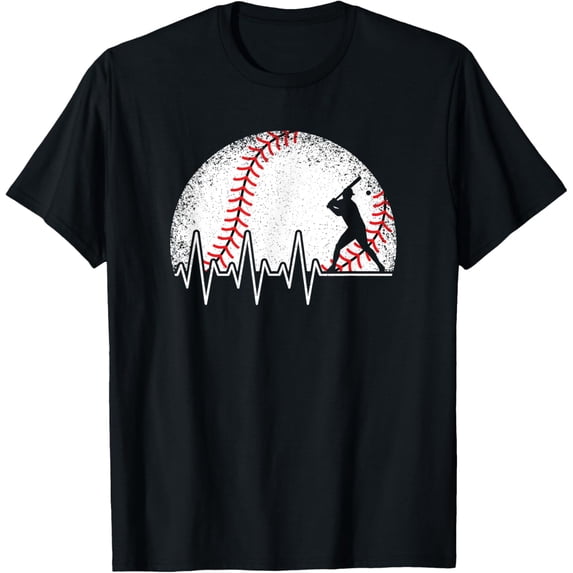 Funny Baseball Heartbeat Baseball Player T-Shirt men and women can wear, black, white, gifts