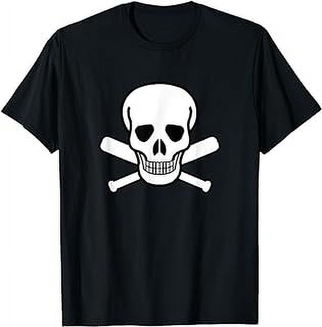 Funny Baseball Pirate Flag Skull Baseball Bat Crossbones TShirt