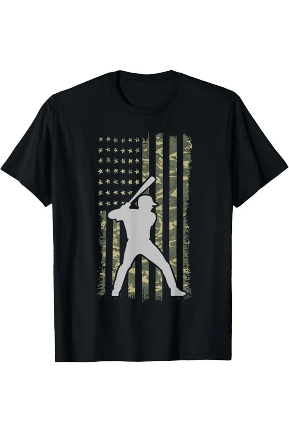 Funny Baseball Player Gifts With An American Flag For Baseball USA New H12050 Unisex T-Shirt, Up to 5XL Available