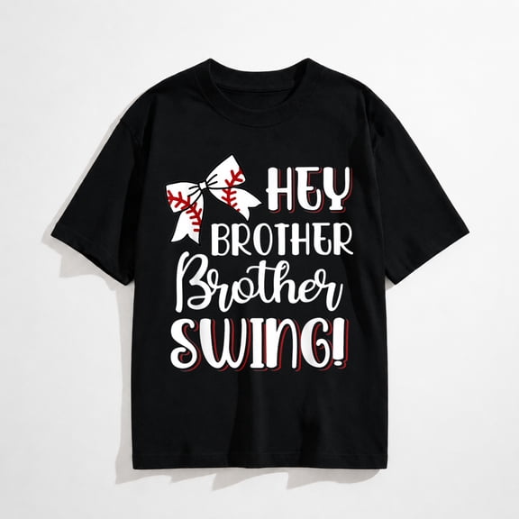 Funny Baseball Sister Hey Brother Brother Swing Baseball Kid T-Shirt