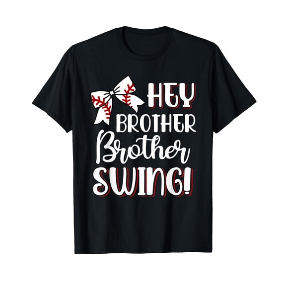 Funny Baseball Sister Hey Brother Brother Swing Baseball Kid T-Shirt